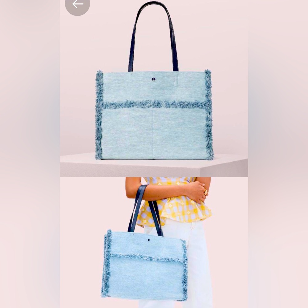 Kate Spade | Sam Denim Large Pocket Tote Handbag Light Denim Blue